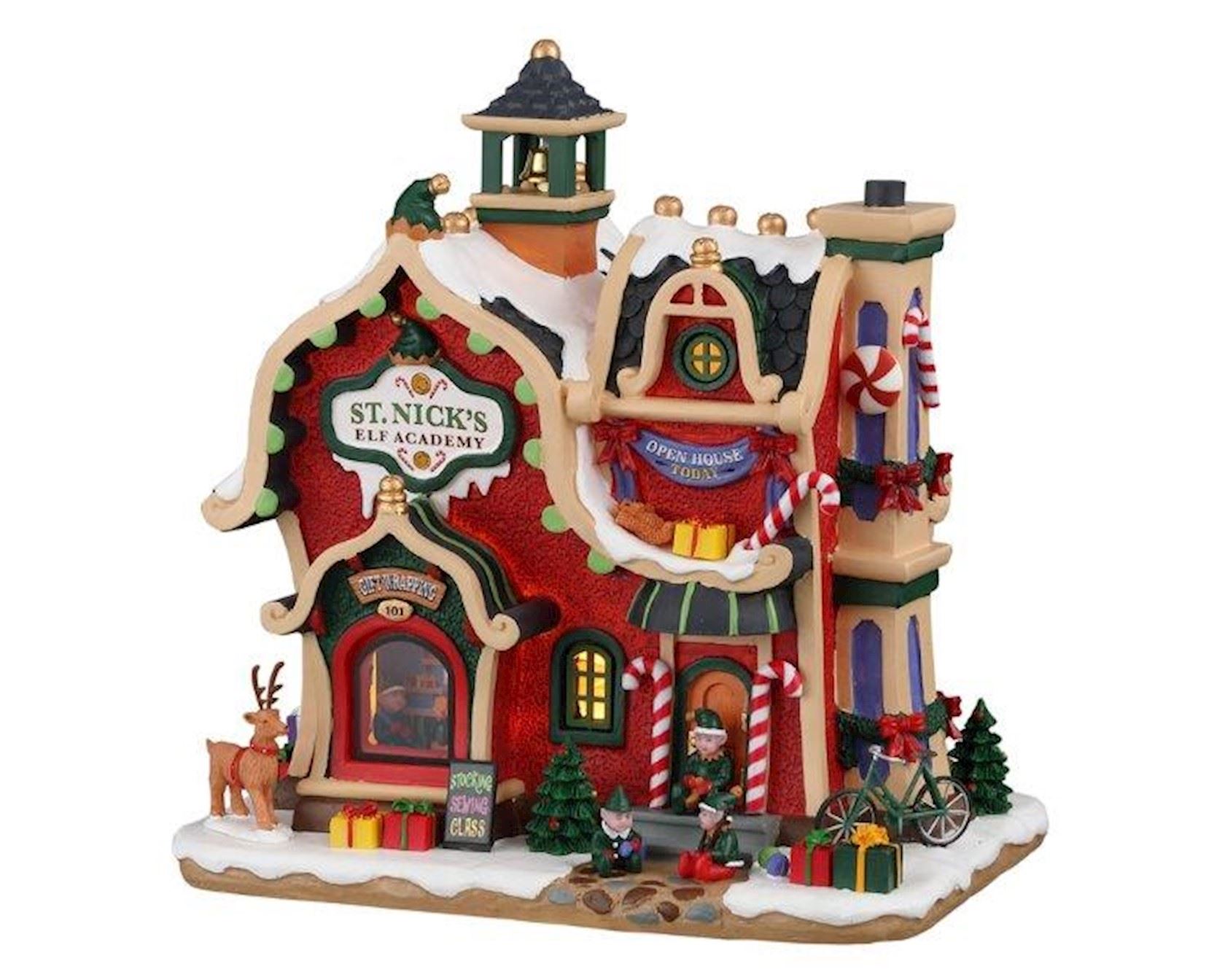 Lemax - 'St. Nick's Elf Academy' - Verlicht gebouw - Exclusief adapter (werkt ook op batterijen)
