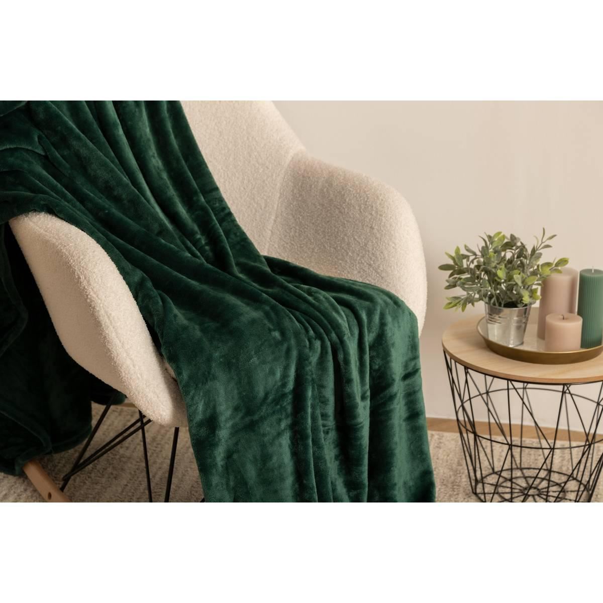 Plaid-Flanel-Uni-180-x-230-cm-Groen