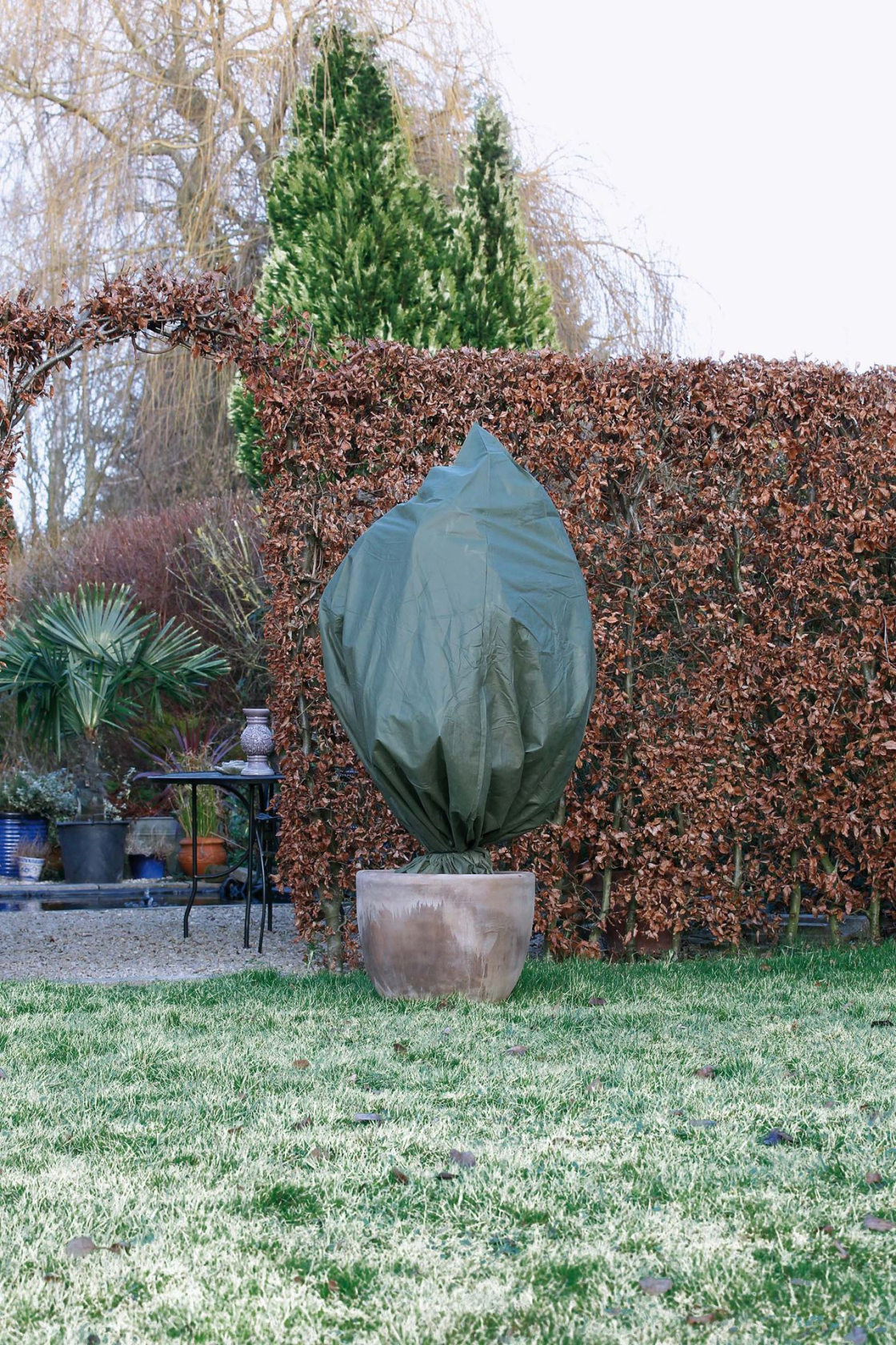 Nature vorstbeschermhoes met rits & koord - 70gr/m² - 300xØ250 cm - donkergroen