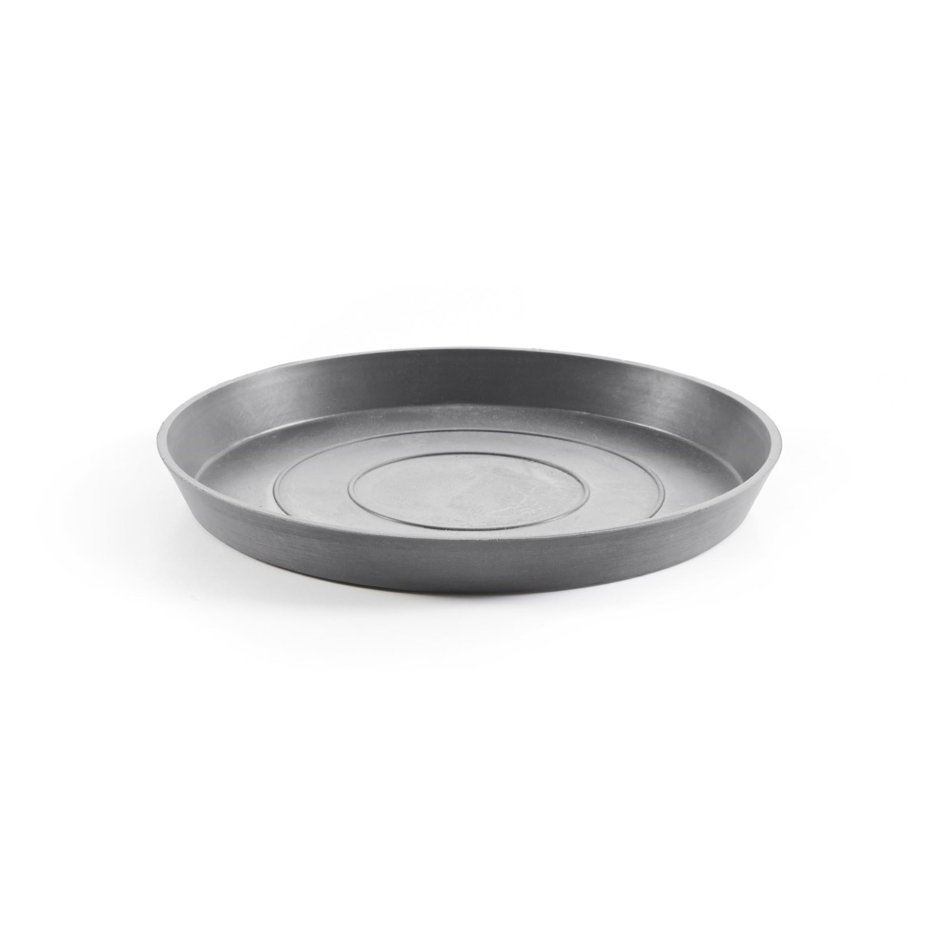 Ecopots Saucer Round - Grey - Ø36,5 x H3,5 cm - Round grey saucer with water reservoir