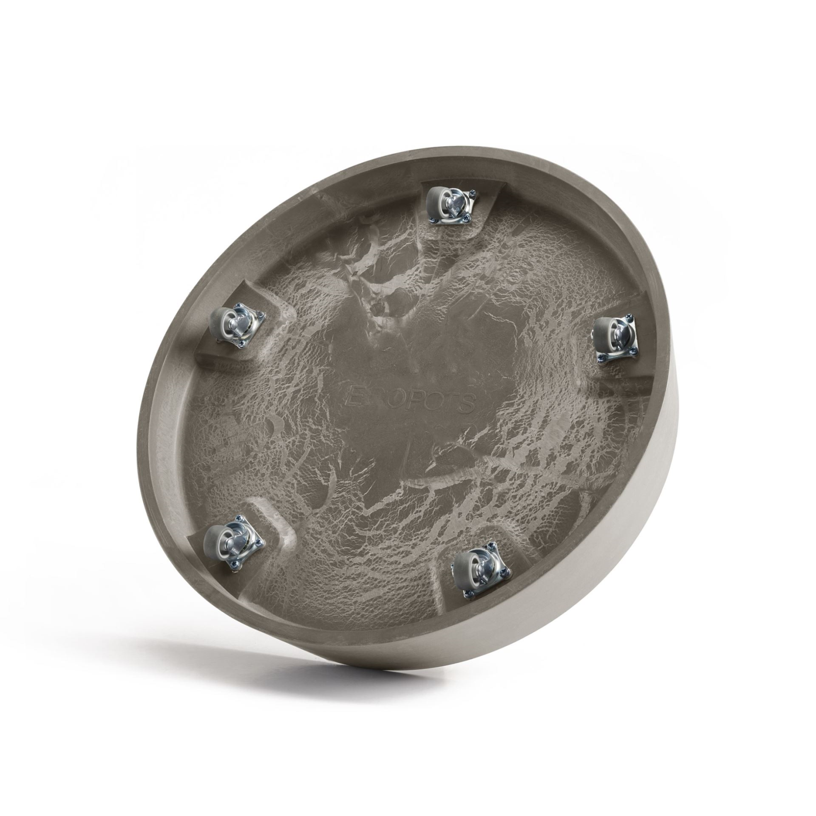 Ecopots soucoupe à roulettes Oslo - Rond - Taupe - Diamètre 41 x H9,5 cm