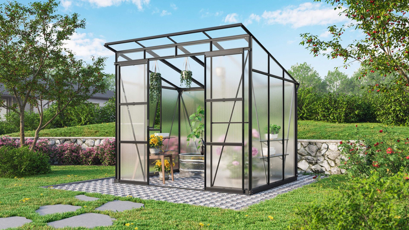 Vitavia Playa serre - 5,9m² - met 6 mm polycarbonaat - Zwart