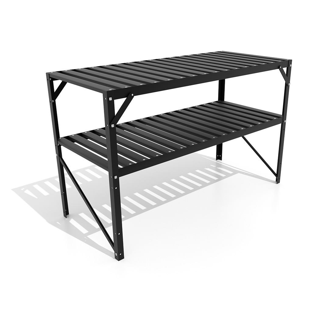 Dubbele kweektafel (zwart) - 121x54x76cm