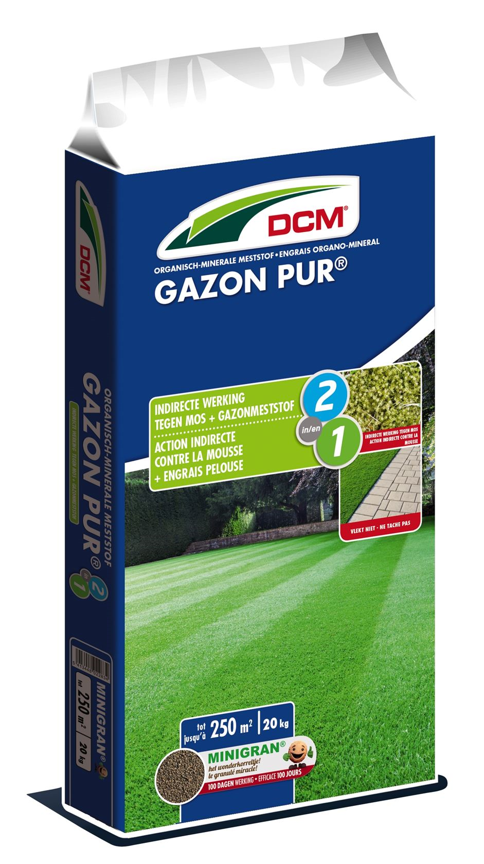 DCM gazonmeststof 20kg voor 250m² - Gazon pur 2-in-1