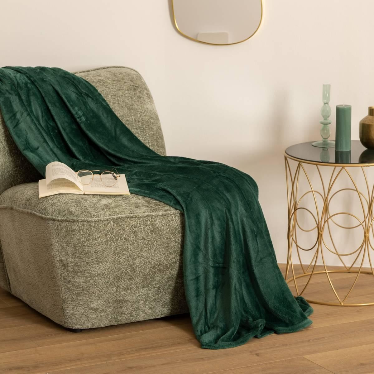 Plaid-Flanel-Uni-130x180cm-Groen