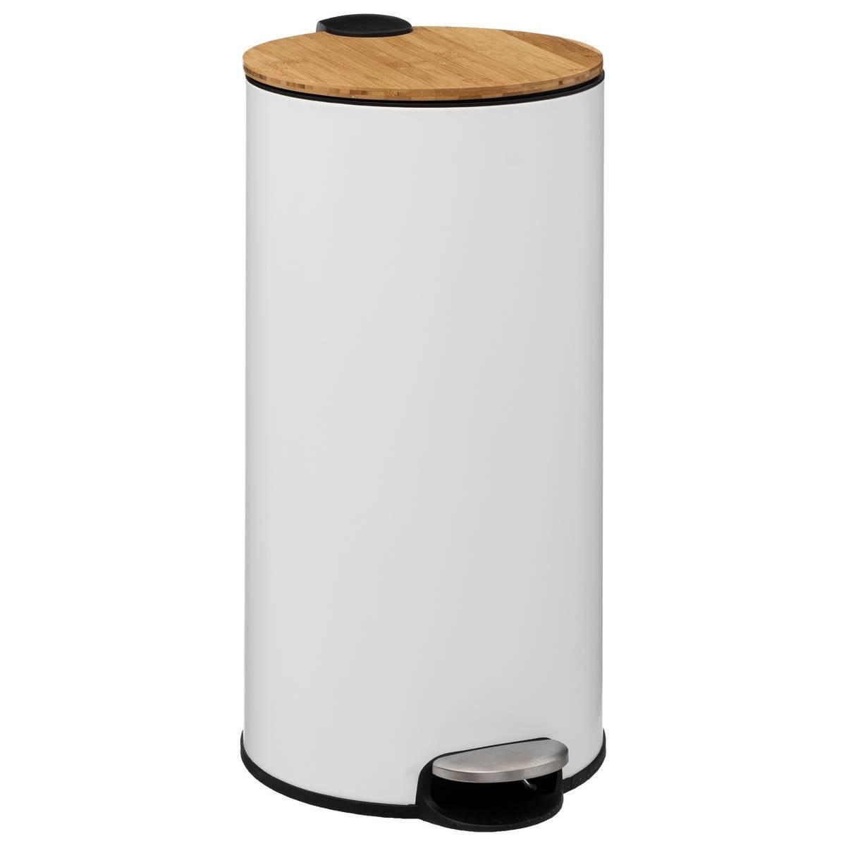 Pedaalemmer-30L-37x29x59cm-metaal-bamboe-wit