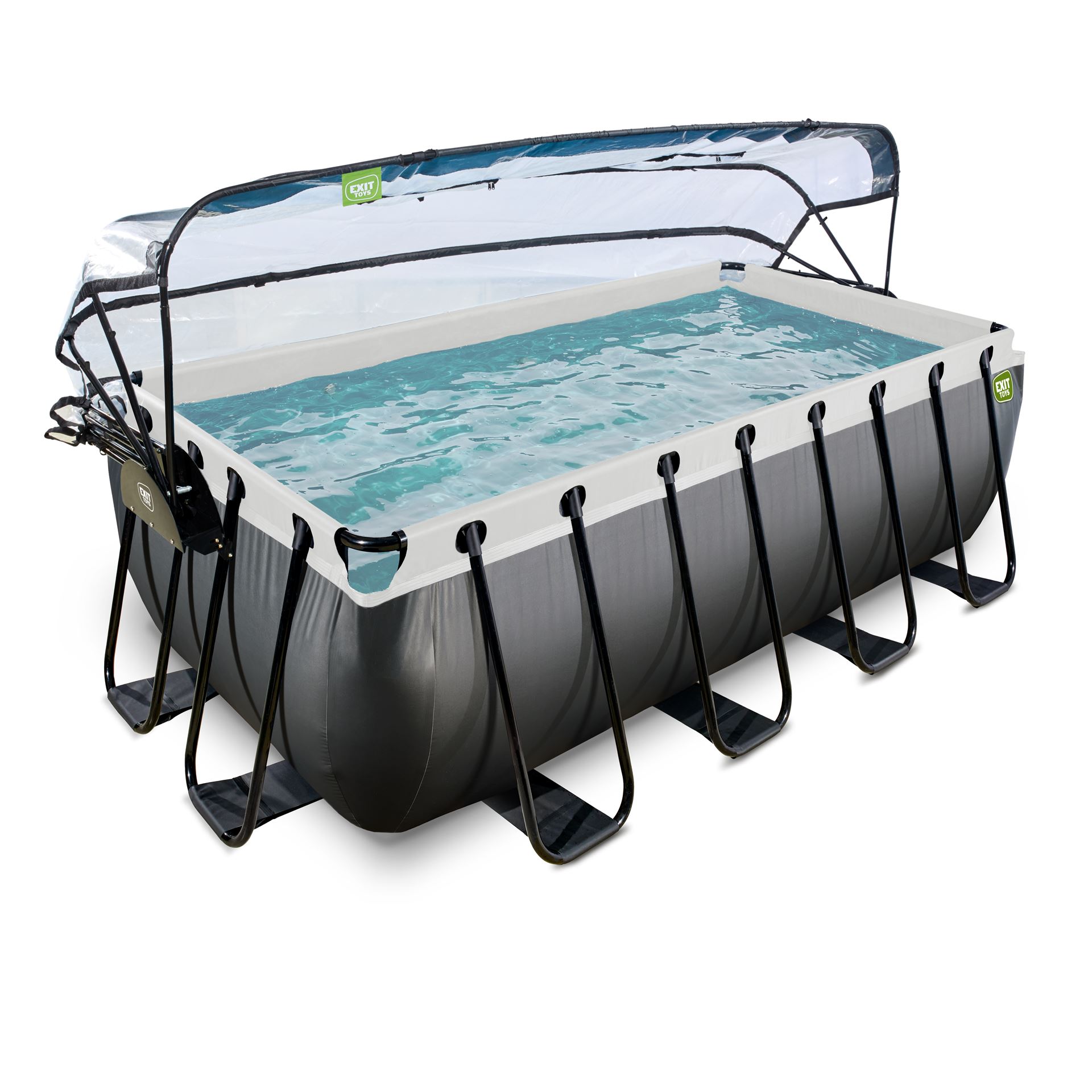 EXIT-Black-Leather-zwembad-400x200x122cm-met-zandfilterpomp-en-overkapping-en-warmtepomp-zwart
