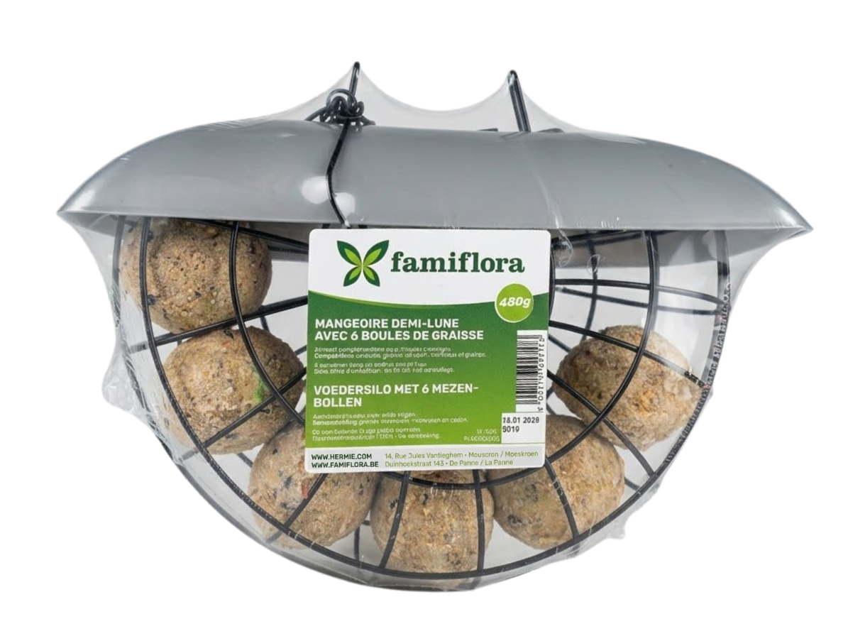 Famiflora Feeder Tube with Tits balls - Outdoor birds - Includes 6 pieces - Easy to Fill