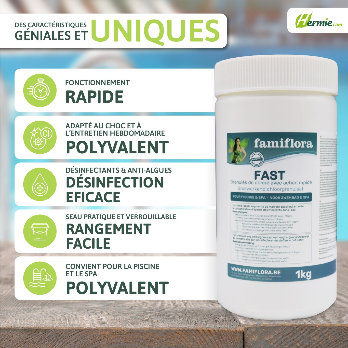 Famiflora Fast - fast-acting chlorine granules 1kg