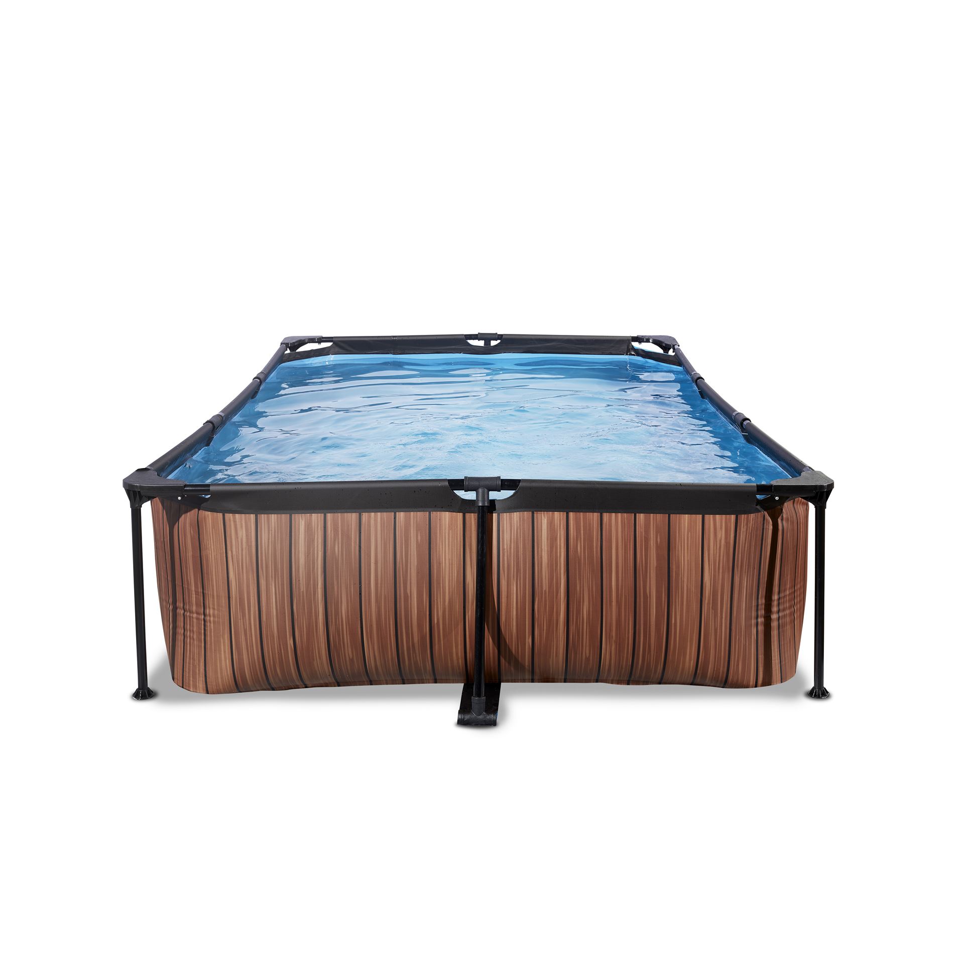 EXIT-Wood-zwembad-300x200x65cm-met-filterpomp-bruin