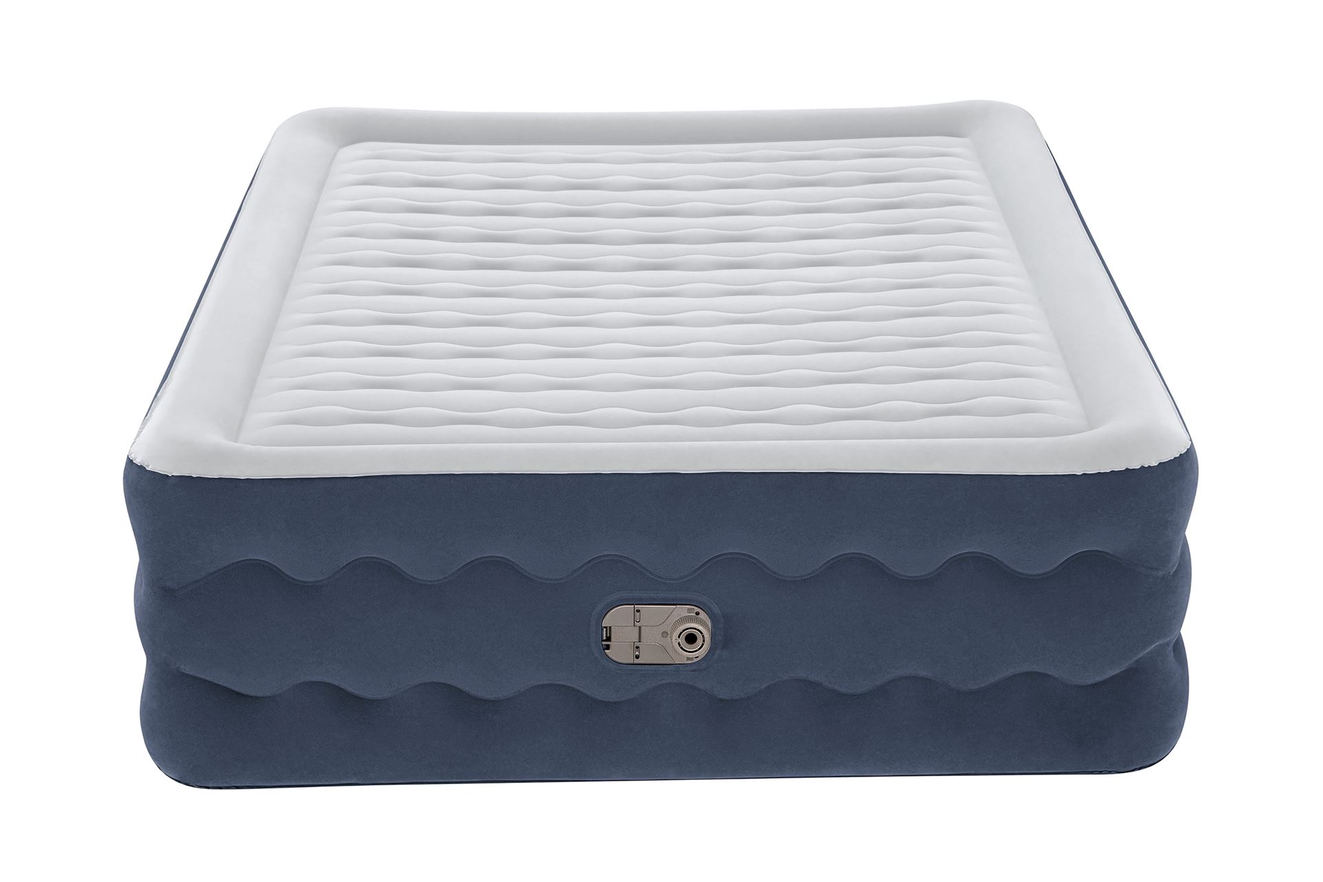 Bestway luchtbed 'Tritech Queen' - 203x152x51 cm - met zijkant, ingebouwde pomp - Luxe design blauw/wit Bestway-2-03m-x-1-52m-x-51cm-Tritech-Truleisure-Air-Mattress-Queen-Built-in-AC-pump