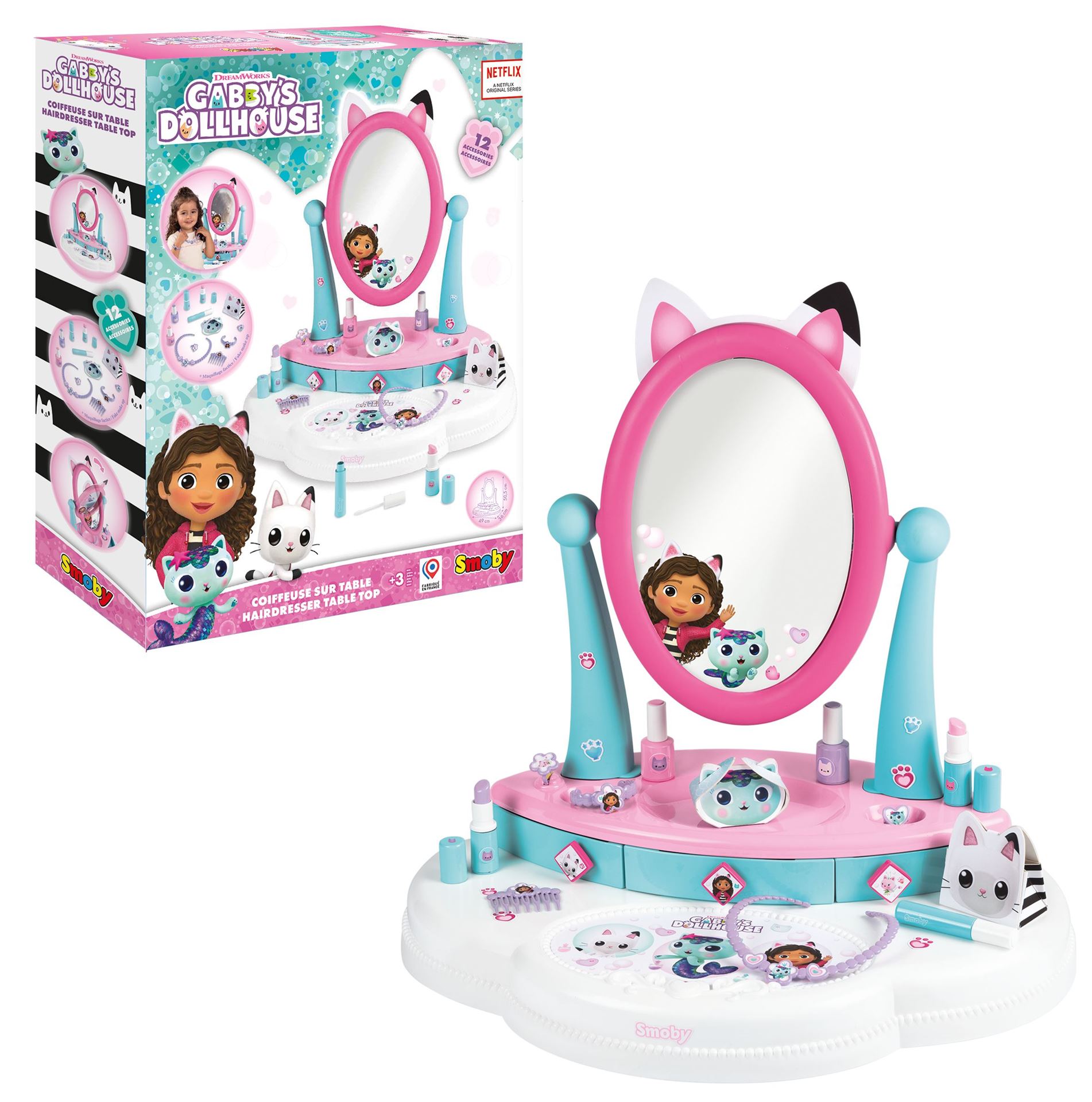 Gabby Kaptafel voor Kinderen - Speeltafel met Spiegel en 12 Accessoires, Perfect voor Rollenspel en Creatieve Avonturen