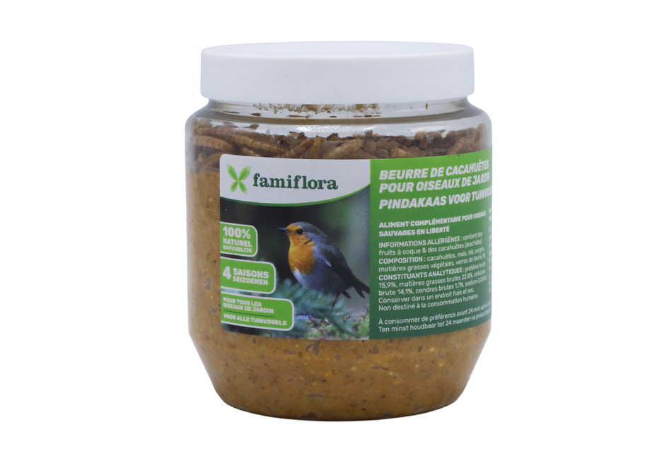 Famiflora peanut butter for garden birds with mealworms - 350 gr - Bird peanut butter