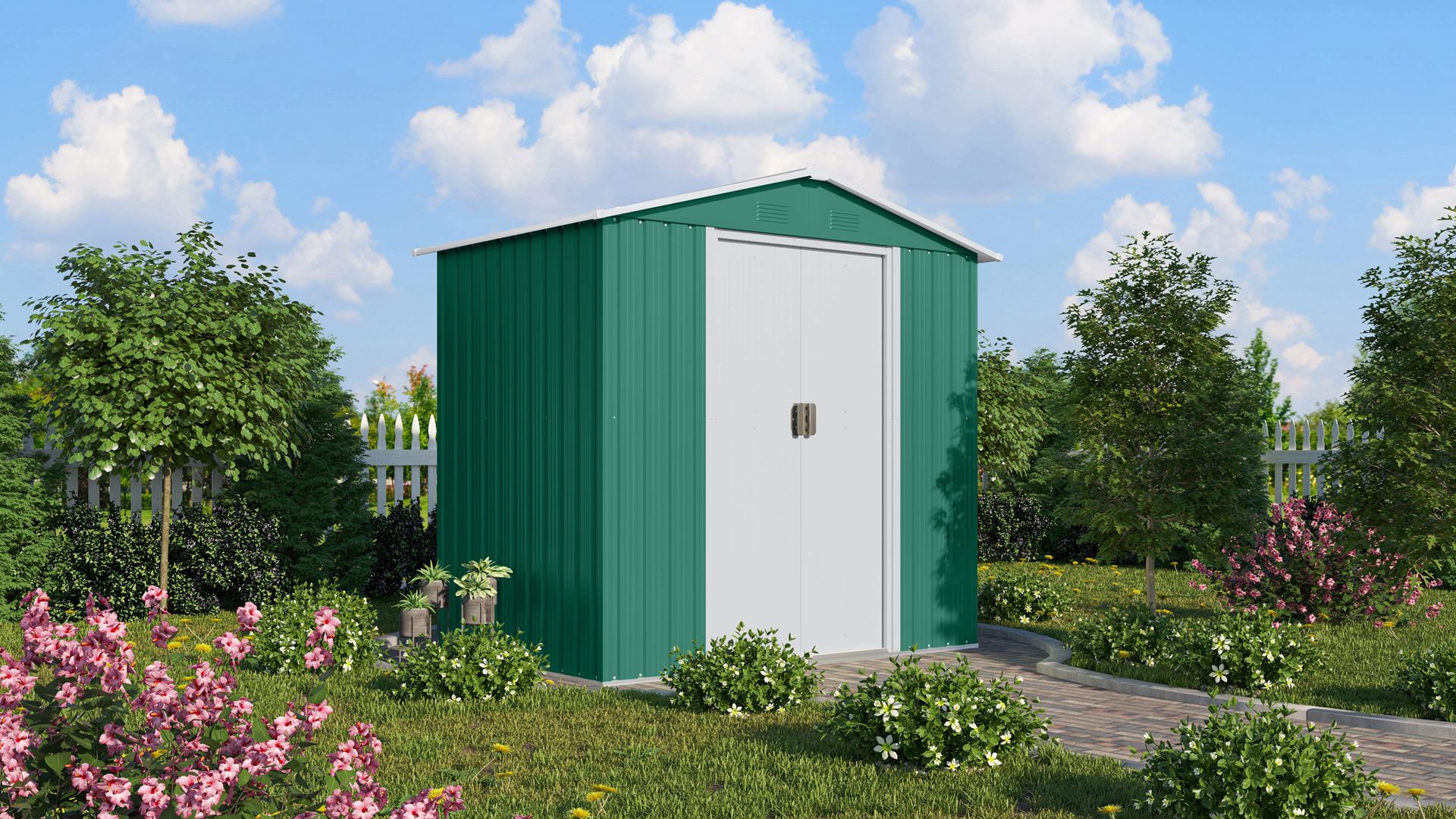 Tuinberging-Koln-II-65-dennegroen-creme-Tuinberging-metaal-B184-x-L119-x-H184-cm