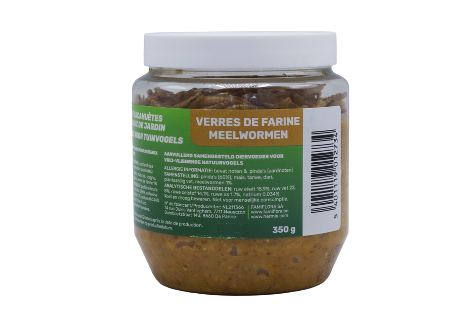 Famiflora peanut butter for garden birds with mealworms - 350 gr - Bird peanut butter