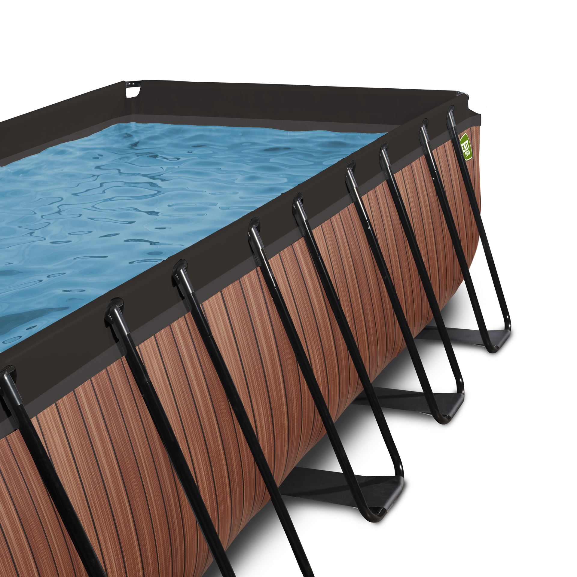 EXIT-Wood-zwembad-540x250x122cm-met-zandfilterpomp-en-overkapping-bruin