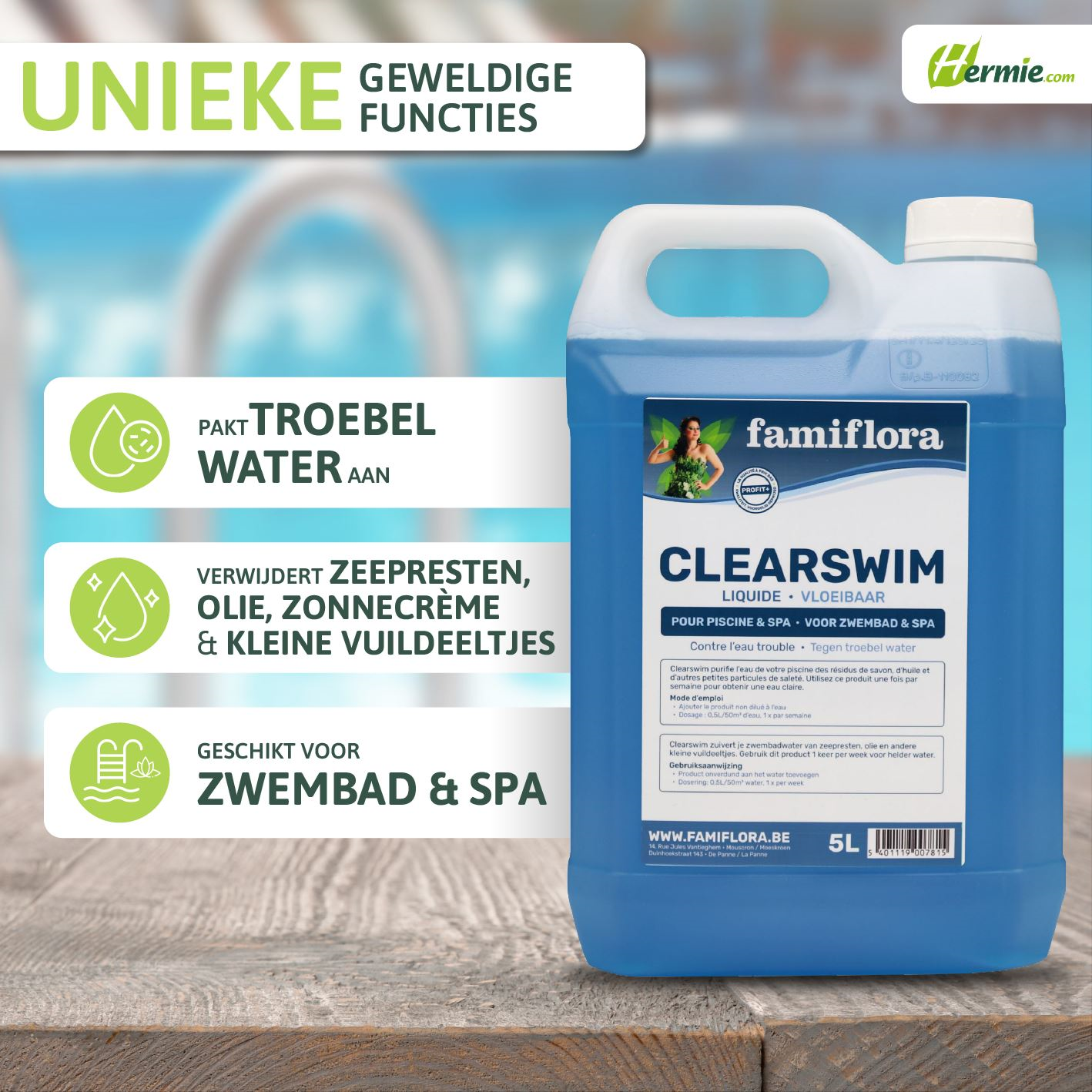 Famiflora Clearswim vloeibaar 5L - tegen troebel water!