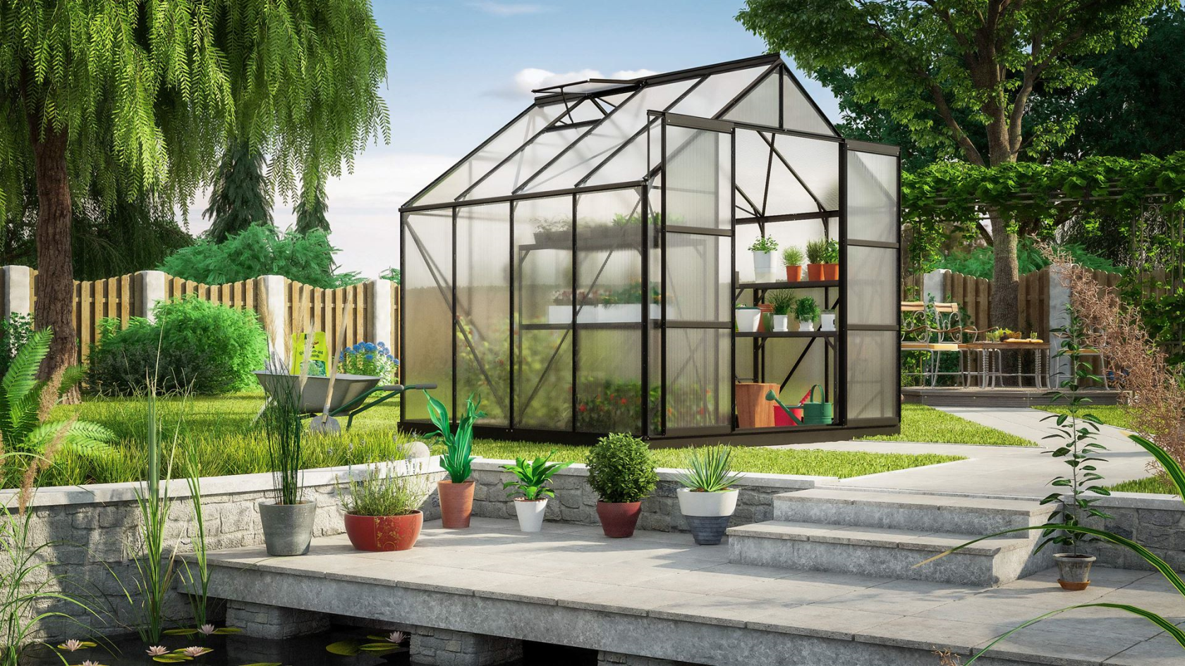 Vitavia Uranus serre - 6,7m² - met 6 mm polycarbonaat - Zwart