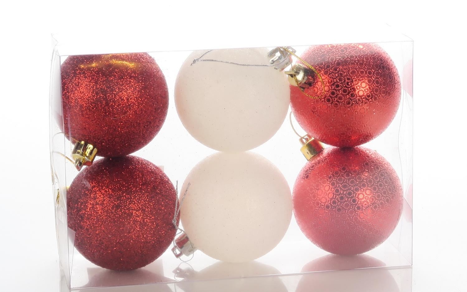 Kerstballen-D6cm-6stuks-rood-wit-
