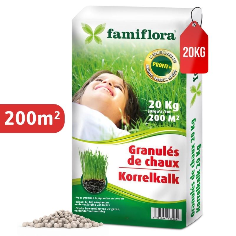 Famiflora granular lime - 20 kg up to 200 m² - for lawn
