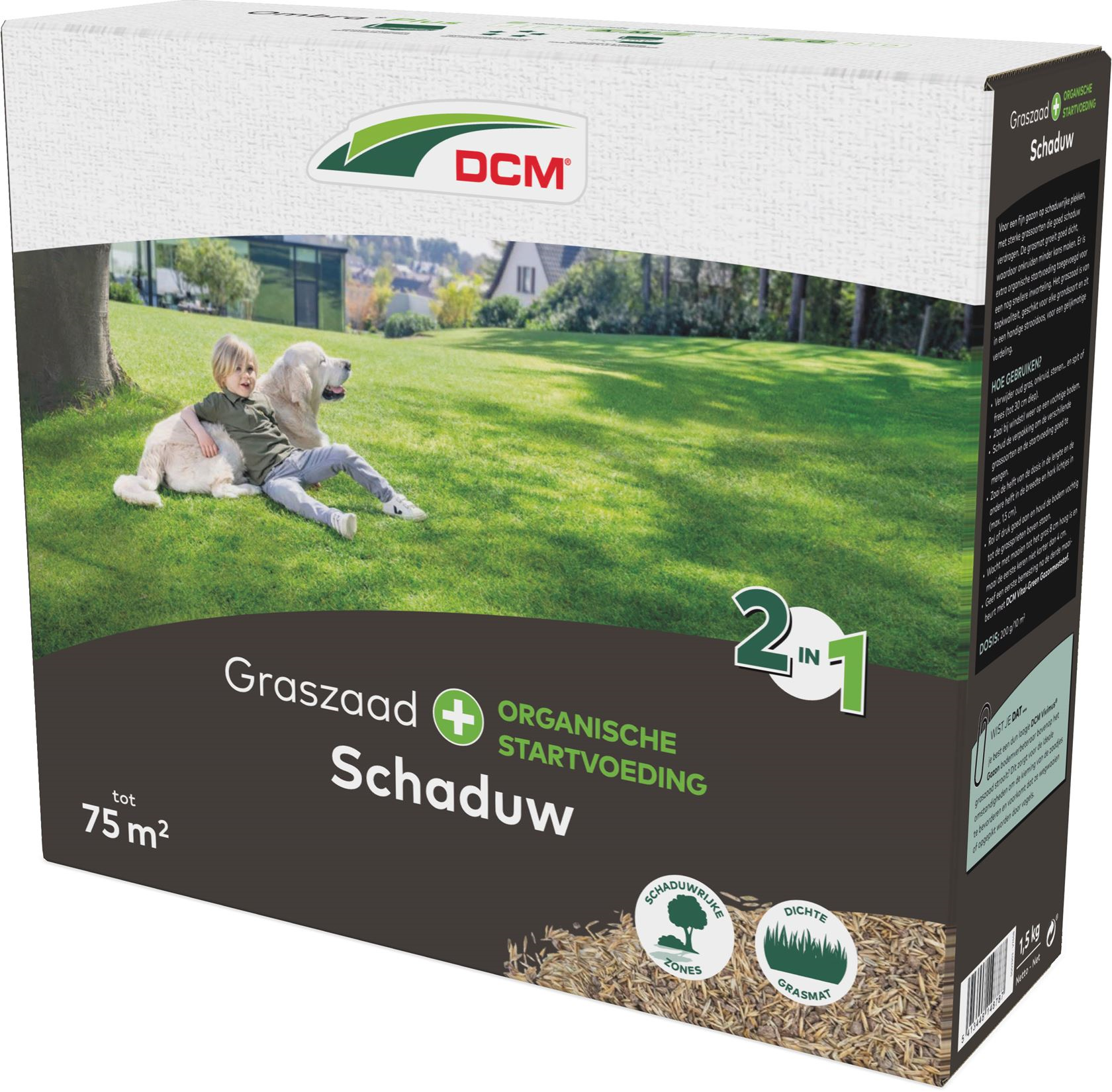 DCM graszaad 1,5kg tot 75m² - 2-in-1 Schaduw Plus incl. organische startvoeding - schaduwrijke plekken
