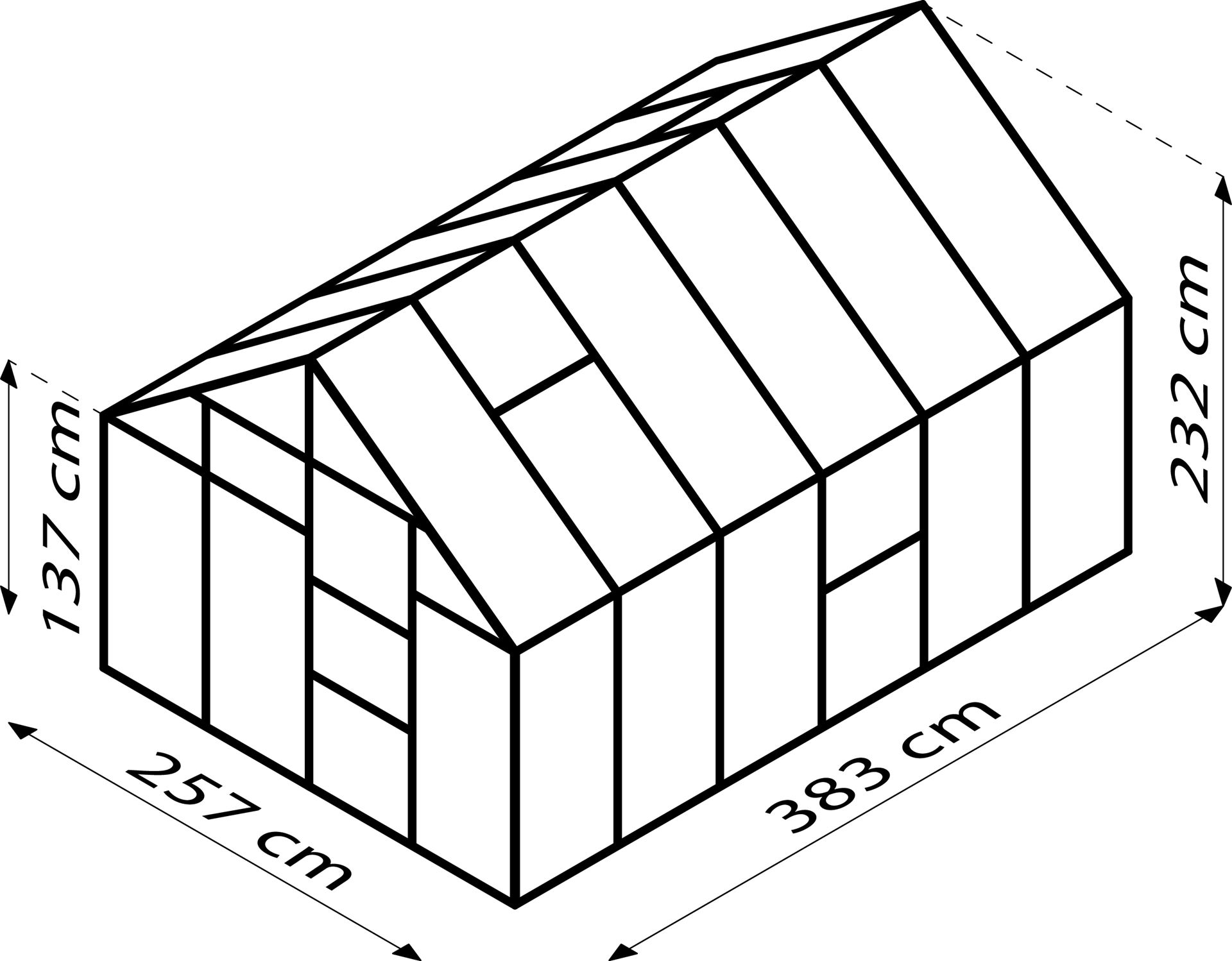 Meridian-1-9900-HKP4mm-zwart-Polycarbonaat-serre-Vrijstaand-B254-4-x-L378-8-x-H231-8-cm