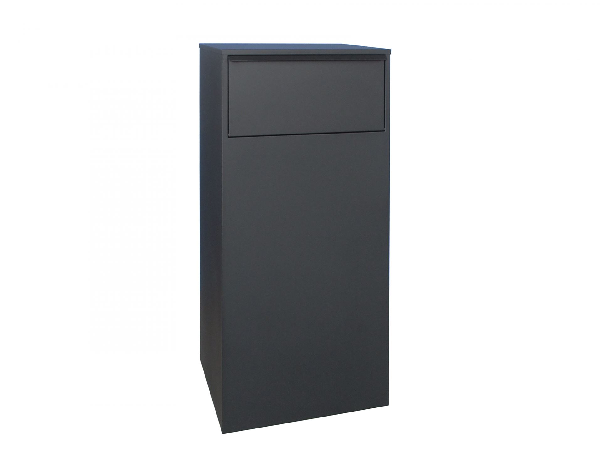 Practo Garden matte black XL package mailbox - For regular mail and packages - Includes cylinder lock with two keys and mounting hardware - Opening 21x41 cm - 100x44,5x37,5 cm