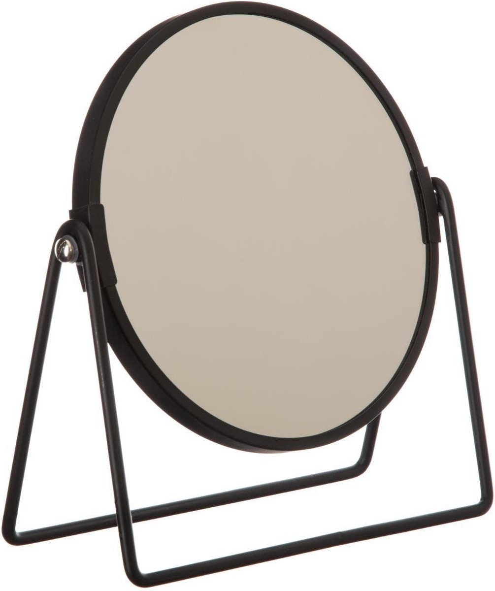 5Five Double Makeup Mirror - Black - On Stand - 180° Rotatable - Normal + 3x Magnifying