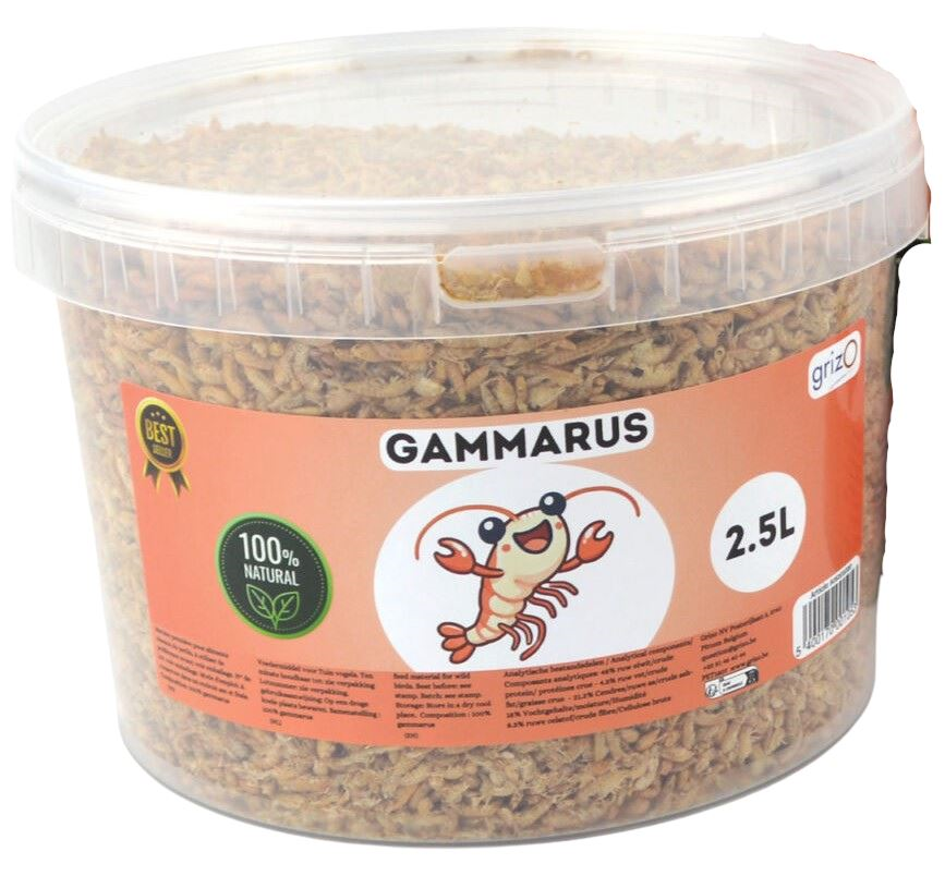 Gammarus 0,3 kg - 100% Natuurlijke Gedroogde Garnalen voor Vissen en Reptielen, Verhoogt Kleur en Gezondheid