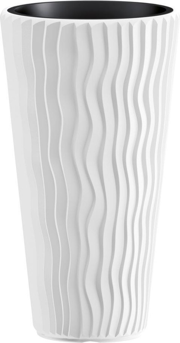 Prosperplast Sandy Slim Tall Flower Pot - Blanc - 51,3 cm de haut - Avec pot intérieur