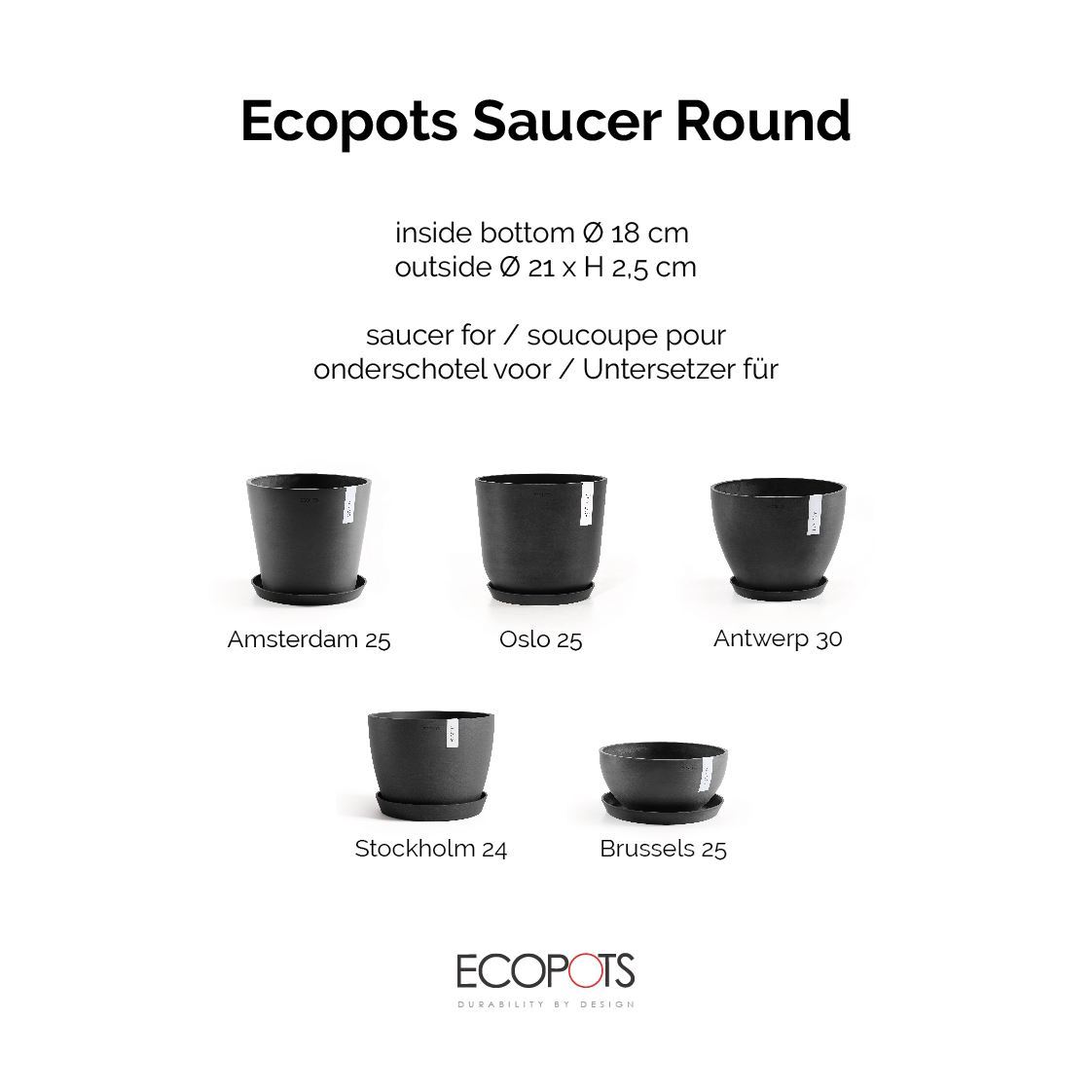 Ecopots-onderschotel-rond-dark-grey-21-cm-H2-5-cm