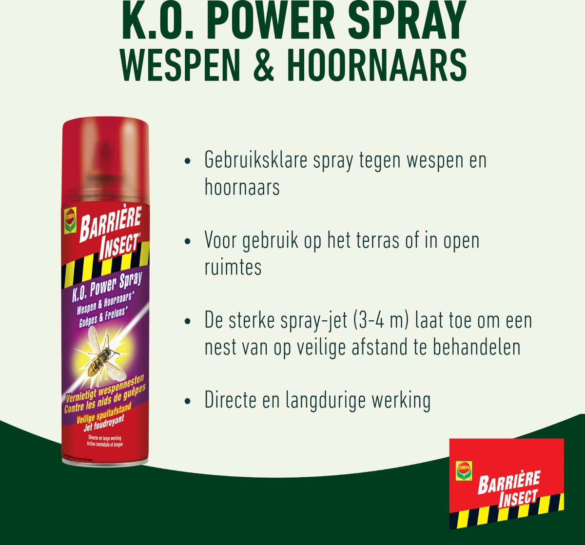 Compo Barrier Insect K.O. Power Spray Guêpes et Frelons 500ml