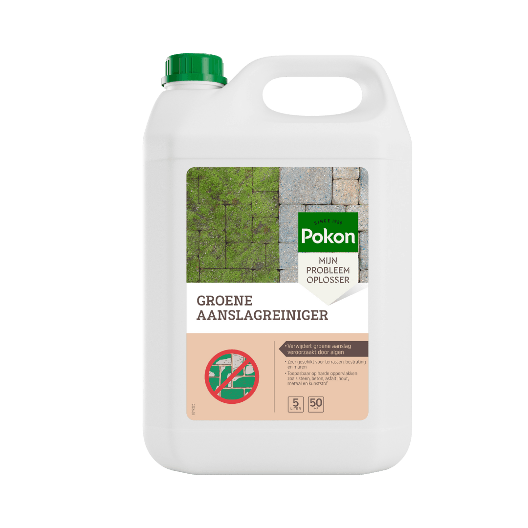 Pokon natuurlijke groene aanslagreiniger - 5 liter (50 m²) - Voor harde oppervlakken, terrassen, bestrating en muren