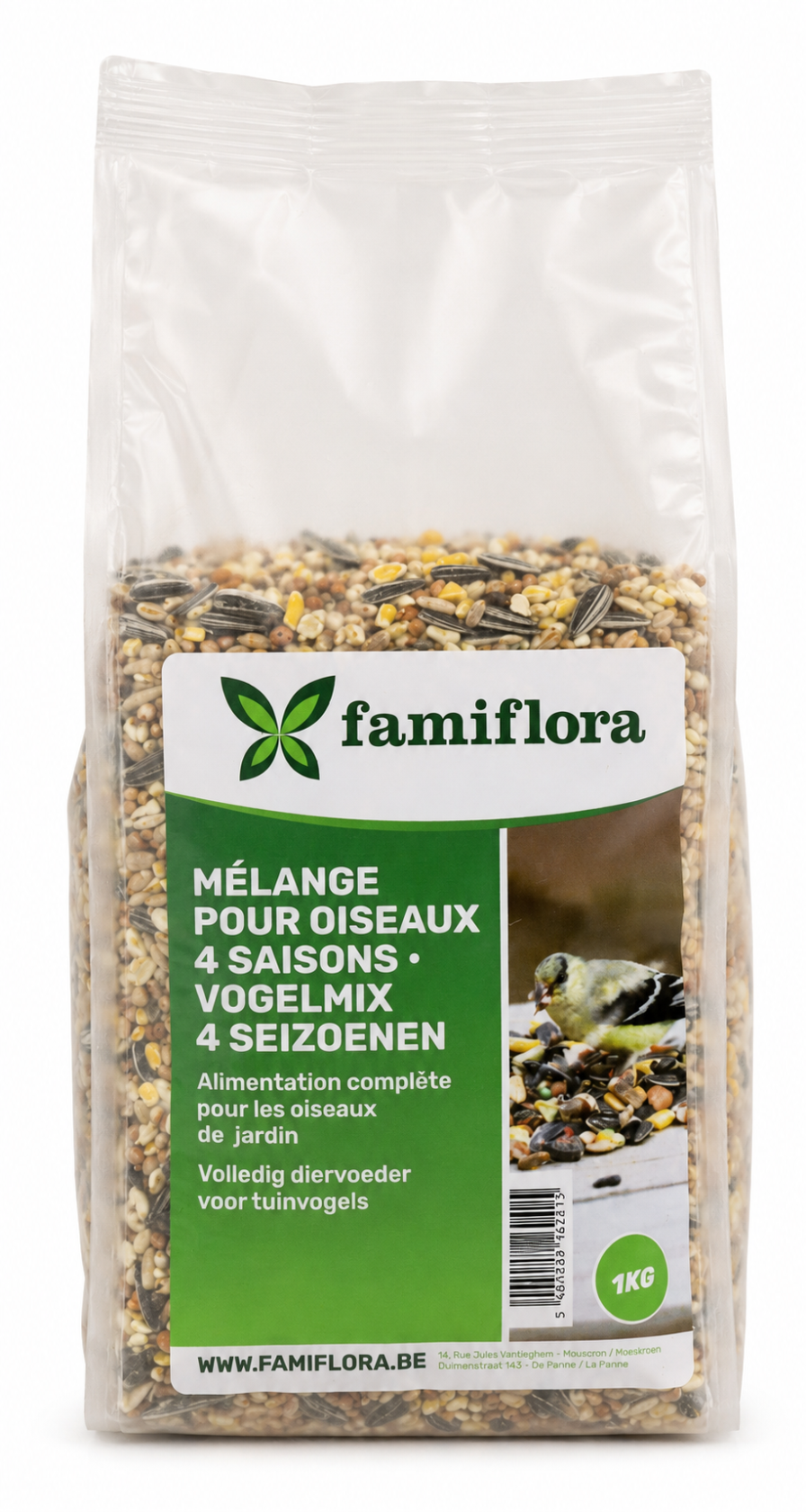 Famiflora Winter Scatter Food - 1kg - Mélange 4 saisons - Haute énergie - Nourriture d'hiver pour oiseaux de jardin - Nourriture pour oiseaux
