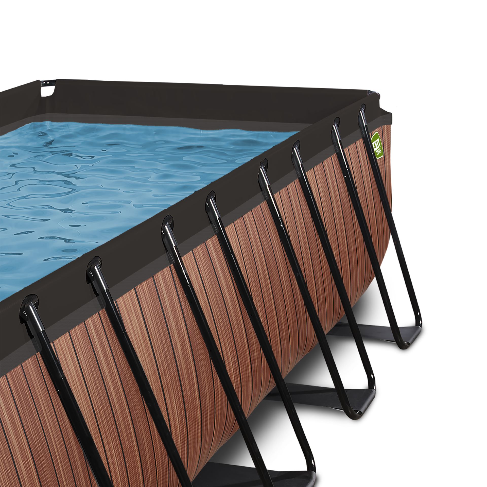 EXIT-Wood-zwembad-400x200x122cm-met-zandfilterpomp-en-overkapping-bruin