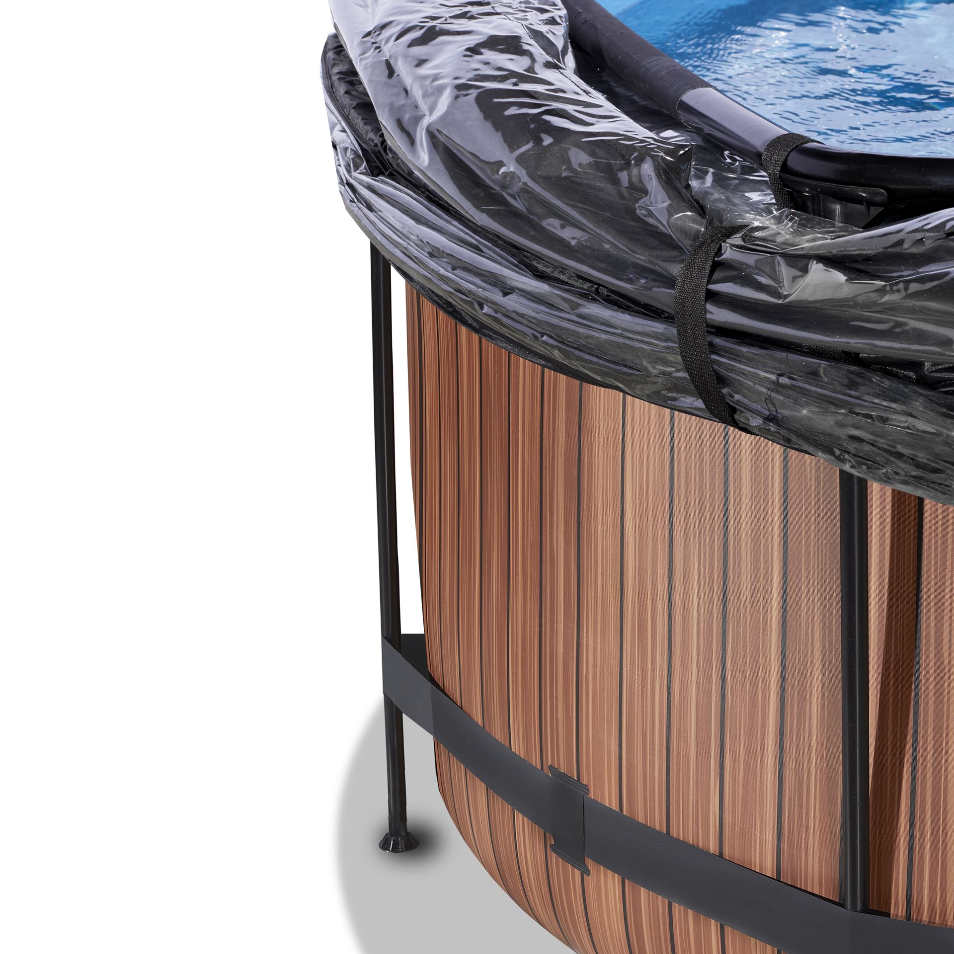 EXIT-Wood-zwembad-360x122cm-met-zandfilterpomp-en-overkapping-en-warmtepomp-bruin