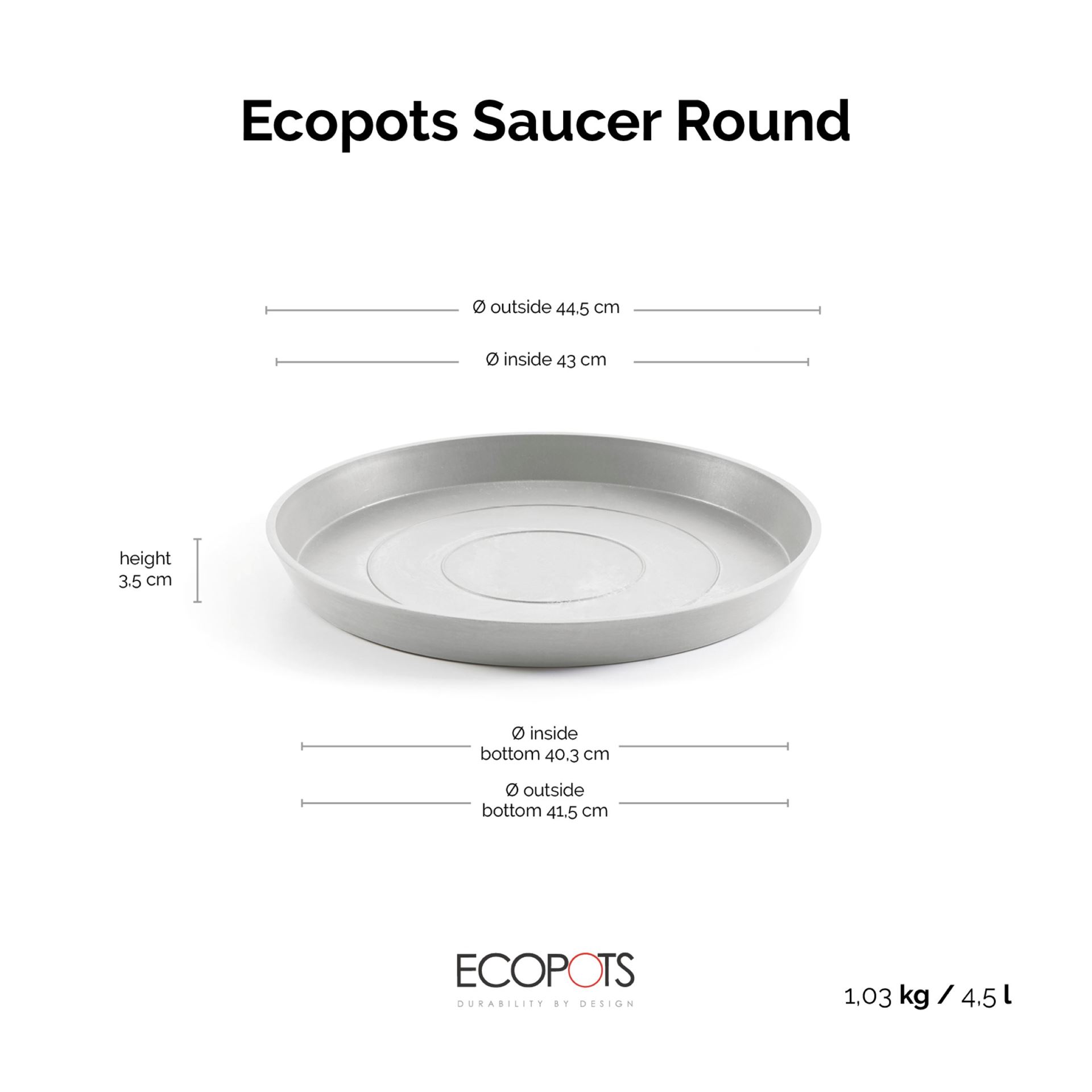 Ecopots-onderschotel-rond-white-grey-44-5-cm-H3-5-cm