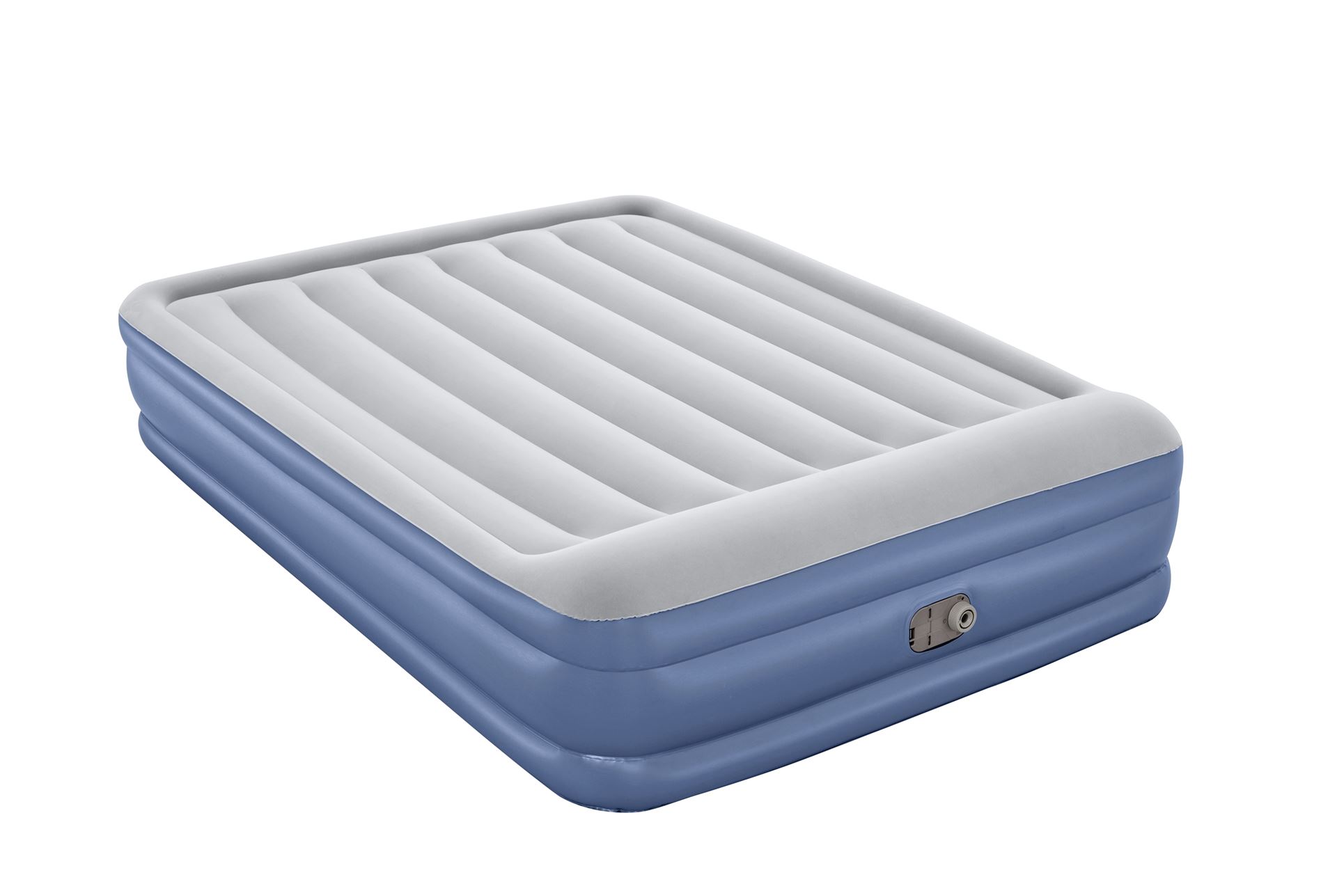 Bestway airbed 'Tritech Queen' - 203x152x46 cm - with side, built-in pump, deflating valve and pillow - blue/gray Bestway-2-03m-x-1-52m-x-46cm-Tritech-Air-Mattress-Queen-Built-in-AC-Pump