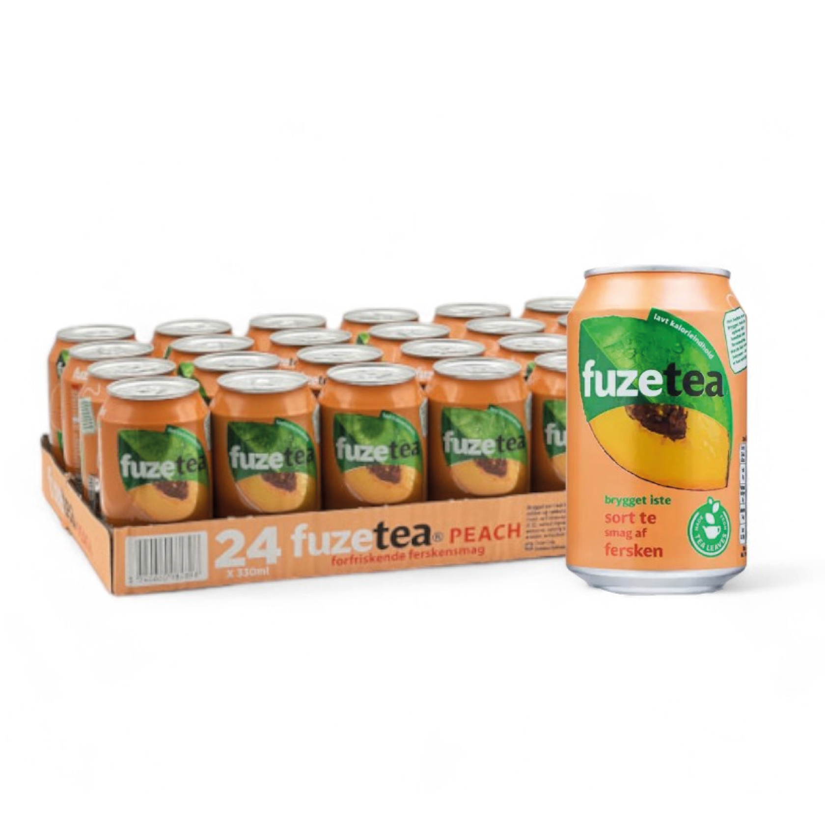 Fuze Tea Peach Black Tea 330 ml - Refreshing tea infusion - Natural peach flavor - Low in calories - Tray of 24 cans