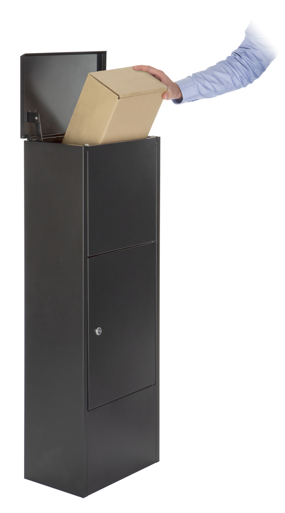 Practo Garden bremen matt black - Boîte à lettres pour colis autoportante - 25x38x106cm - RAL 9017 MAT