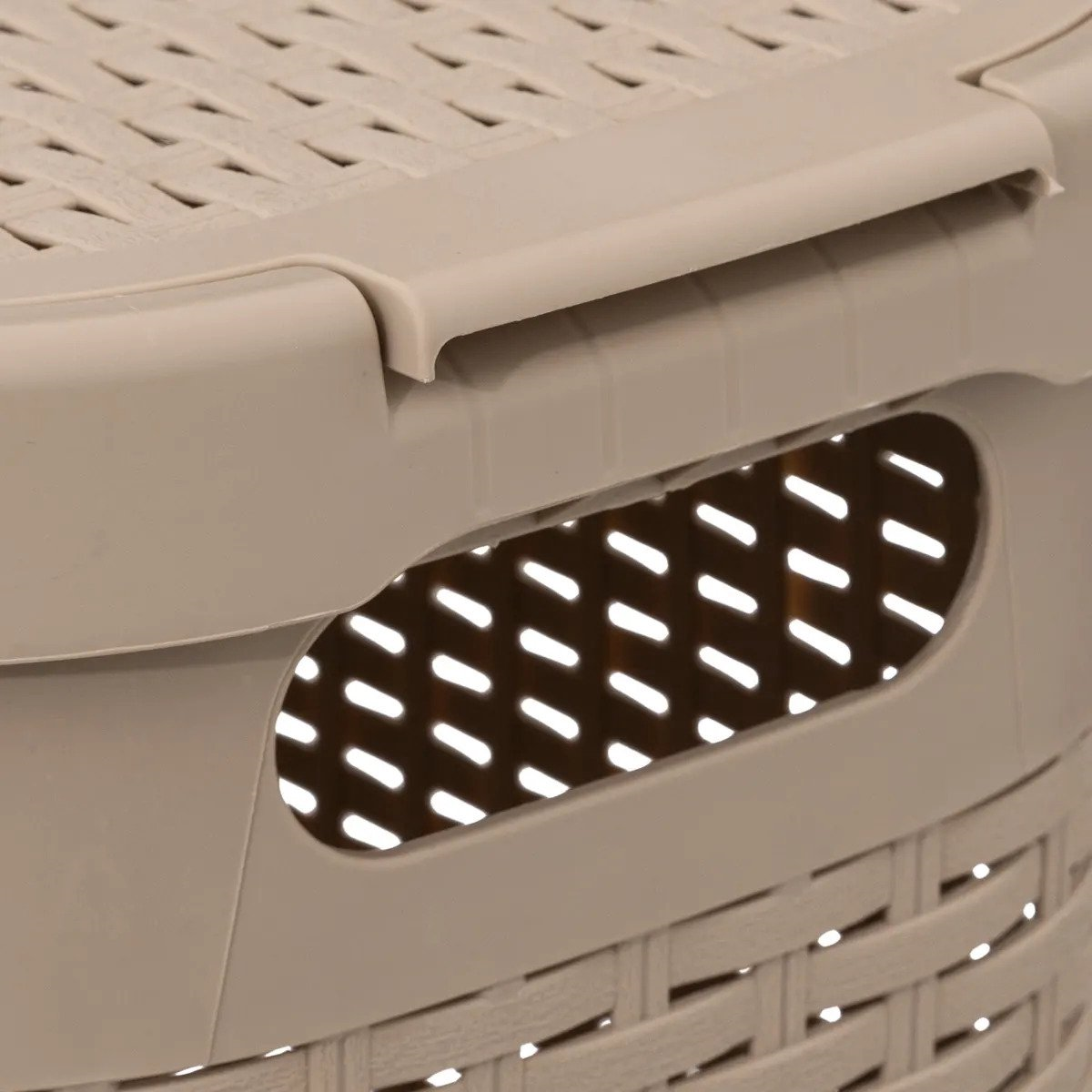 5Five Narrow Laundry Basket with Lid - Beige Rattan Look - 40 L - Practical & Stylish
