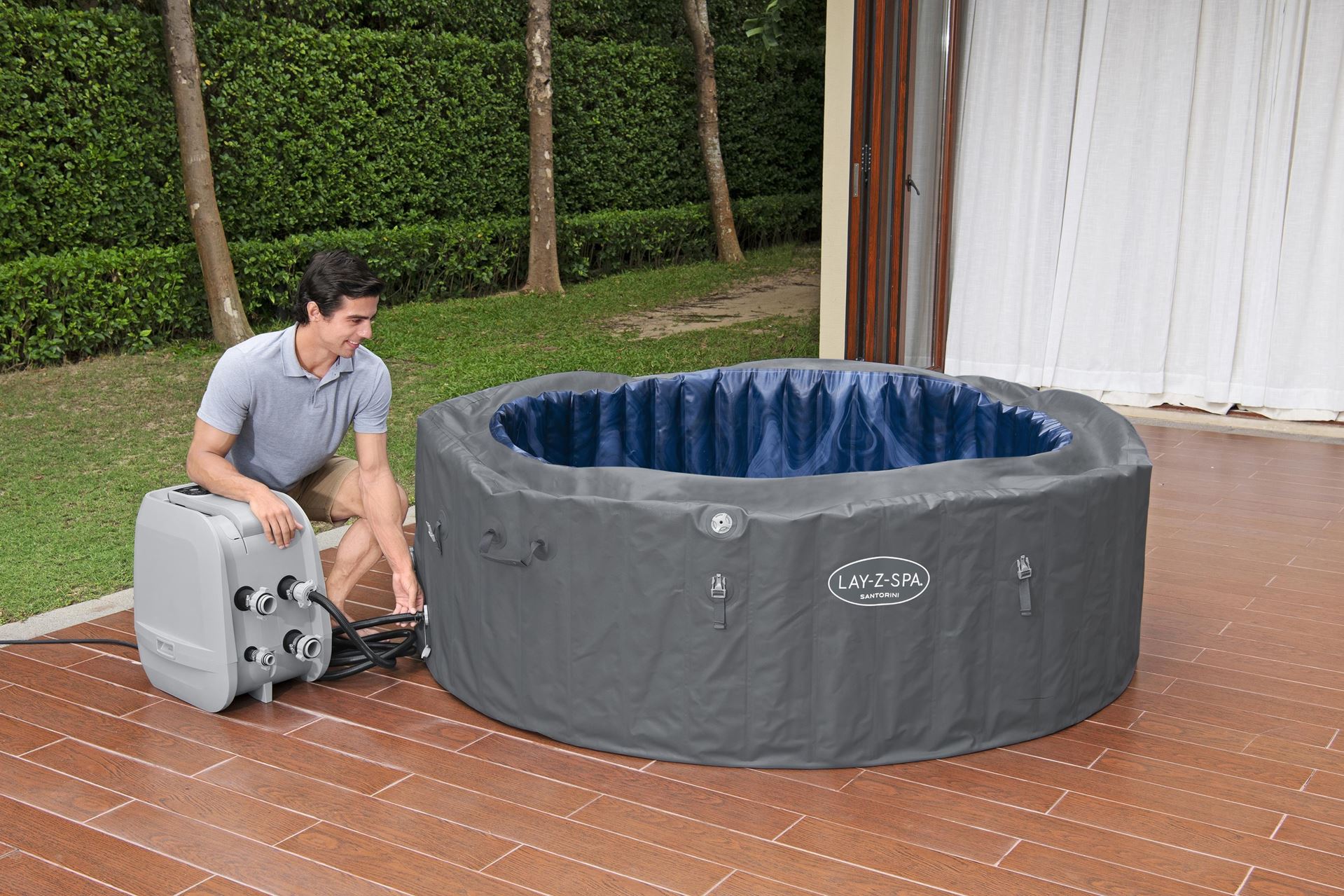 Bestway Lay-Z-Spa Santorini Energy-Efficient Smart HydroJet Pro - 5-7 personen - energiezuinig!