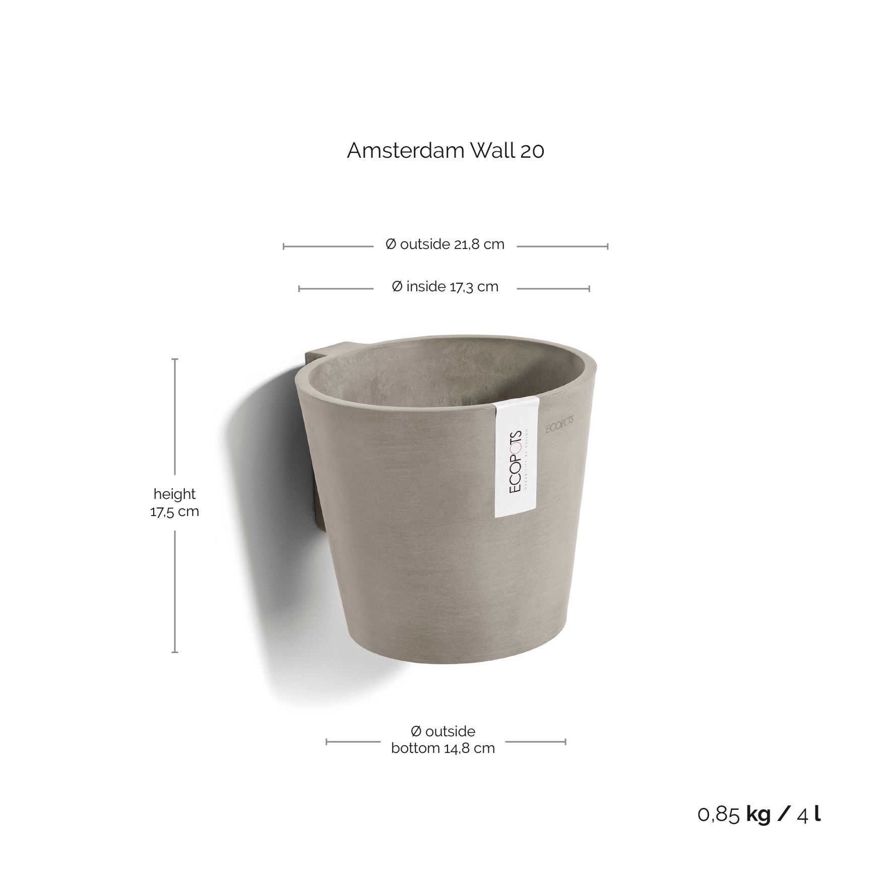 Ecopots-amsterdam-wall-taupe-20-cm-H17-5-cm