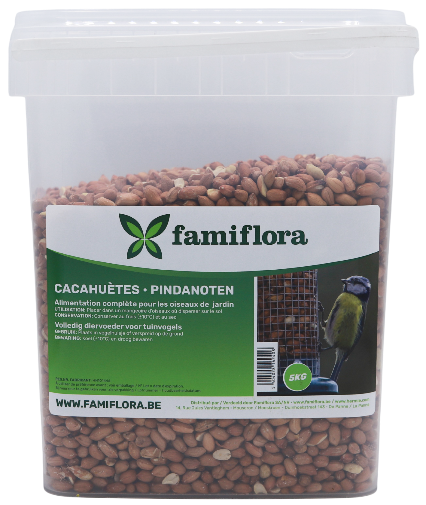 Famiflora Peanuts Bird Food - 5kg Bucket - Natural - High Energy - Winter Food for Birds
