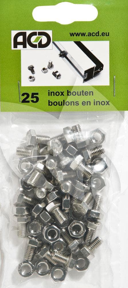 Bout-inox-M6-x-10-25-stuks-in-1-zakje-incl-moer-