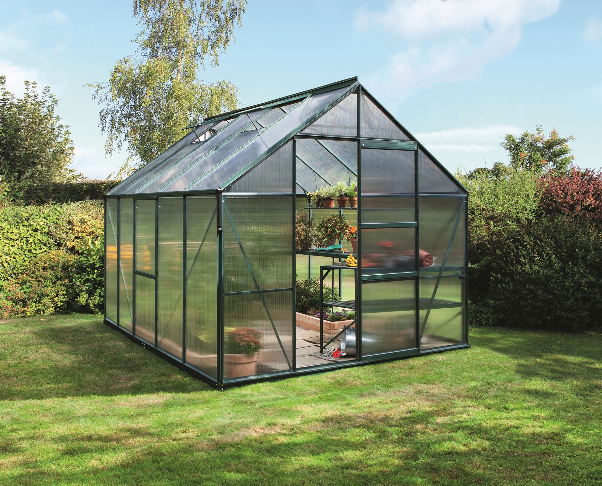 Meridian-1-8300-HKP4mm-donkergroen-Polycarbonaat-serre-Vrijstaand-B254-4-x-L316-6-x-H231-8-cm