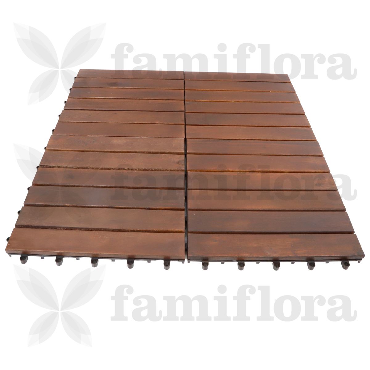 Dalles de terrasse en bois acacia 30x30cm - lattes droites - brun foncé - 9 pièces = 0,81m²