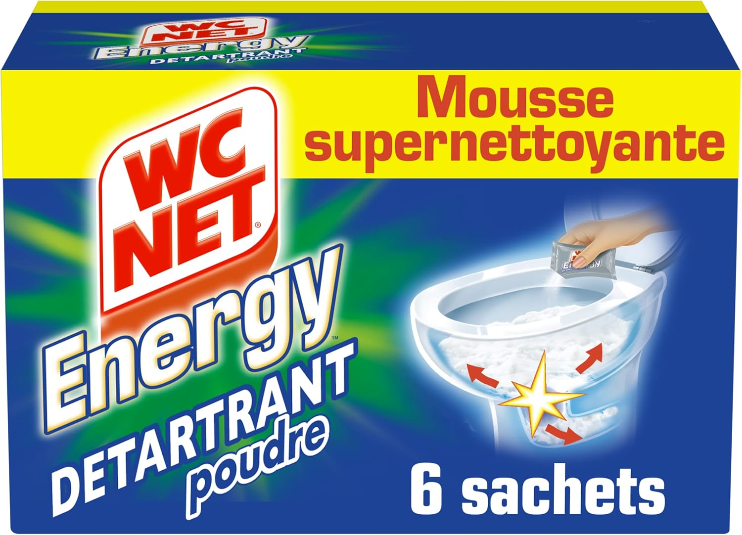 WC Net Energy toilet powder for descaling - 6 x 60 grams - Super-cleaning foam
