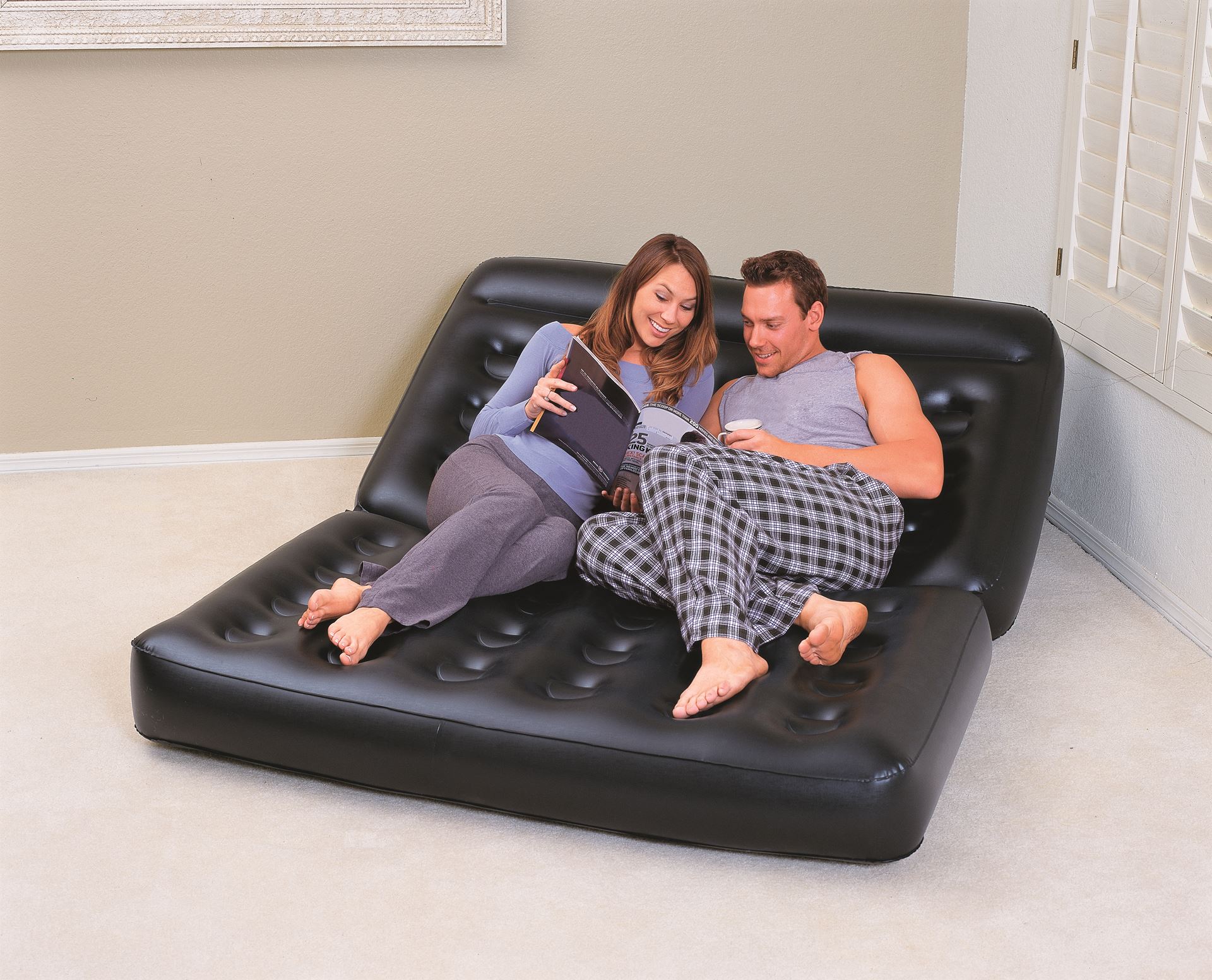 Bestway 5-in-1 inflatable sofa - 188x152x64 cm - Multi-purpose as a 2-person sofa bed - Up to 300KG Bestway-1-88m-x-1-52m-x-64cm-Multi-Max-5-in-1-Air-Couch
