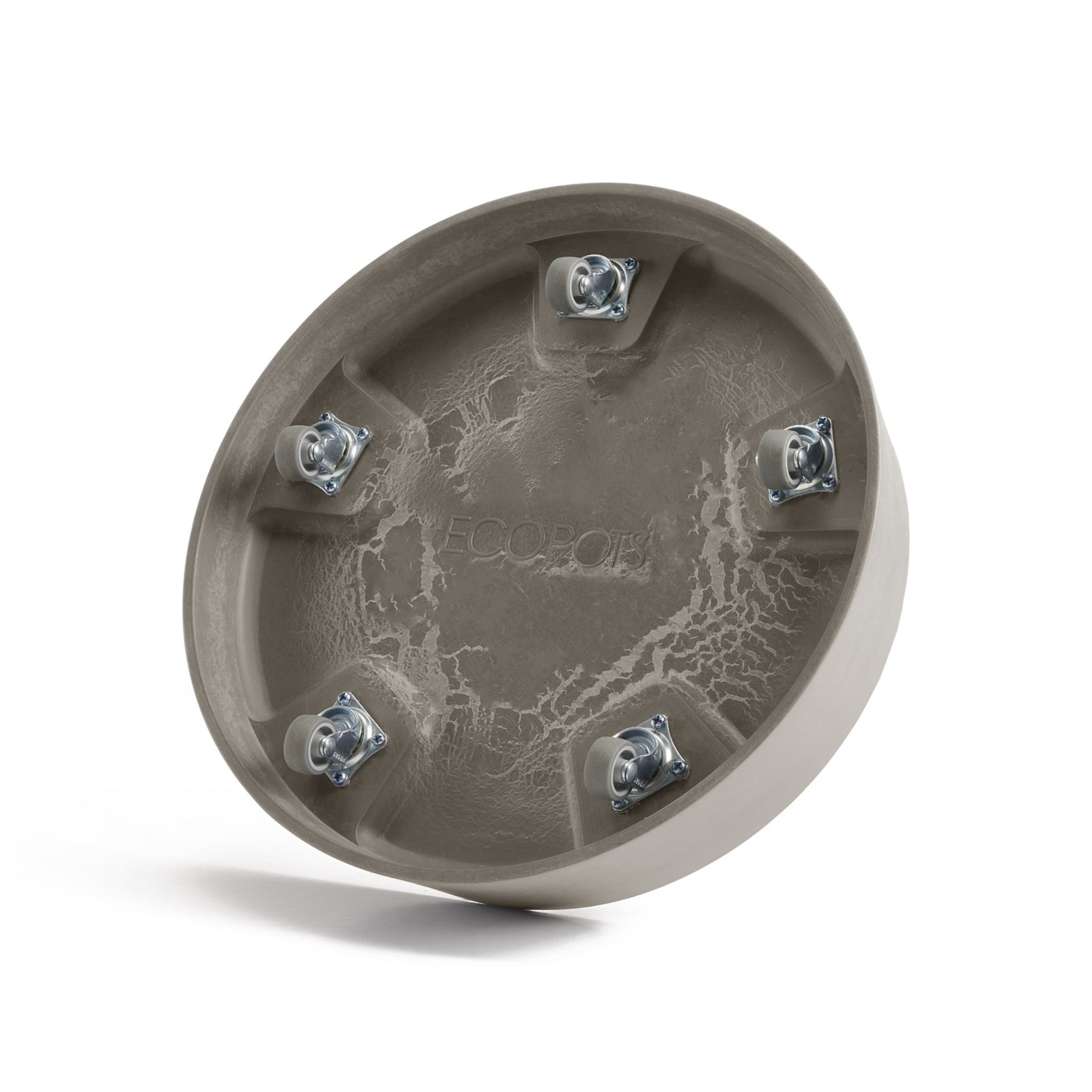 Ecopots onderschotel op wielen Oslo- Rond - Taupe - Diameter 32,2 x H8,5 cm